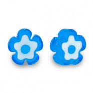 Millefiori-Perlen Blume 5-6x3mm - Azure blue